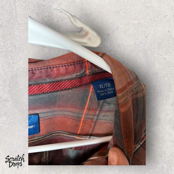 Vintage Tommy Bahama Red Plaid Polo Shirt Size XL - Classic Casual Men's Wear - Picture 3 of 4